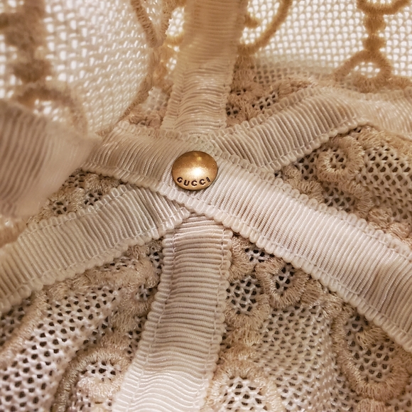 Auth Gucci Lace Embroidered Baseball Hat Size L - Picture 12 of 16